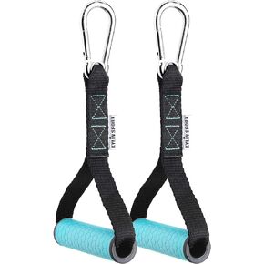 KYLIN SPORT Upgraded Cable Machine Attachments Resistance Bands Handles Grips Fitness Strap Stirrup Handle Cable Attachment Silicon Grip with Metal Carabiner Colorful Version