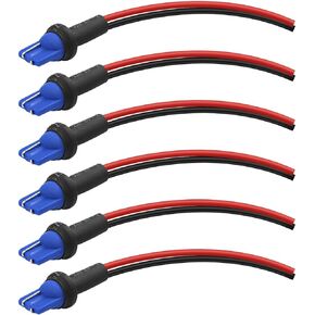 XMSJSIY 6-Pack T10 Male Socket Holders Extended Wire Connector Plug Adapter T10 Connector with Wire 194 168 W5W Wiring Harness For Car Headlight, Turn Signal Lights, Daytime Running Light