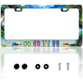 Brown Cow Print License Plate Frame Animal License Plate Frames Personalised Stainless Steel Funny Design Compatible with Standard License Plate Holder for USA and Canada 6 X 12 with Screws