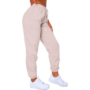 Waitfairy Womens High Waisted Sweatpants Ribbed Knit Pants Drawstring Jogger Pant Loungewear