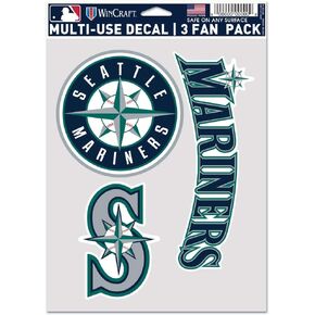 Wincraft MLB Seattle Mariners Decal Multi Use Fan 3 Pack, Team Colors, One Size