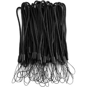 AMUU 50 Pack Wrist Lanyards Short Black Hand Wrist Lightweight Lanyard Strap String for USB Keys Keychains ID Name