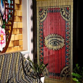 The Eye Bamboo Beaded Curtain for Doorway, Boho Beaded Curtain for Closets, Door Beads Decoration, Bamboo Beads for Doorways 35.5 in x 78 in