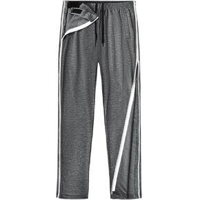 Unisex Tearaway Pants with 2 Side Zippers Snaps for Post Surgery Men Cotton Rip Off Breakaway Pant for Hip Replacement