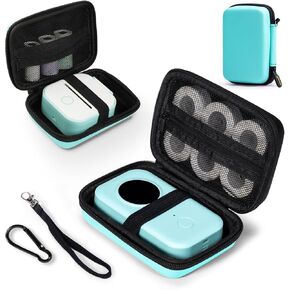 Memoking T02 Hard Storage Case - Compatible with Phomemo D30, SUPVAN E10, NIIMBOT D11, JADENS D110 and More, with Zipper Mesh Pocket, Waterproof Shockproof Case, Green (Only Case)