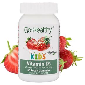 Go Healthy Vitamin D Gummies for Kids, Toddlers - Vegetarian Suitable, Pectin Gummy Vitamins, Non-GMO, Gluten Free, Kosher & Halal - 60 Daily Servings