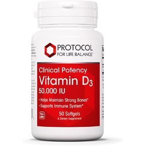 Protocol Vitamin D3 50000 IU - Immune Support, Healthy Bones and Teeth - 50 Softgels