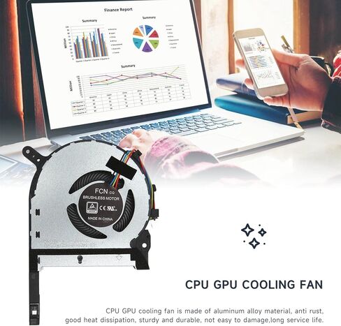 Gugxiom 4 Pin CPU GPU مروحة تبريد، تبديد جيد للحرارة، مروحة تبريد للكمبيوتر المحمول Asus TUF Gaming FX505DU لـ FX505DY لـ FX505DD in Kuwait