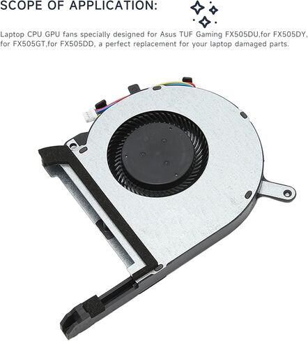 Gugxiom 4 Pin CPU GPU مروحة تبريد، تبديد جيد للحرارة، مروحة تبريد للكمبيوتر المحمول Asus TUF Gaming FX505DU لـ FX505DY لـ FX505DD in Kuwait