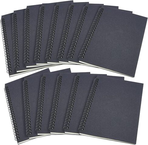 Unlined Spiral Notebook,14Pack A5 Blank Spiral Notebook,100 Pages Blank Notebook Blank Journal,Blank Sketch Book Pad,Soft Cover Kraft Memo Notepads,50 Sheets for School Travel Office Supplies (Black) in Kuwait