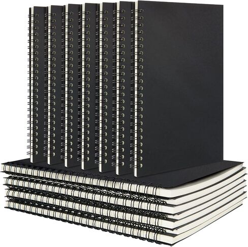 Unlined Spiral Notebook,14Pack A5 Blank Spiral Notebook,100 Pages Blank Notebook Blank Journal,Blank Sketch Book Pad,Soft Cover Kraft Memo Notepads,50 Sheets for School Travel Office Supplies (Black) in Kuwait