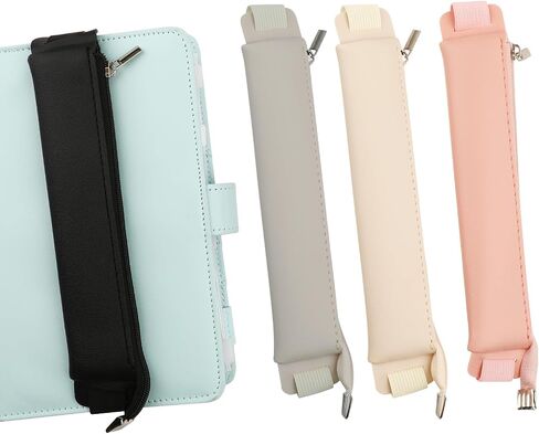 4pcs Adjustable Elastic Band Pen Holder, Detachable PU Leather Pen Sleeve Pouch Journal Pencil Holder for Notebook, Planners, Binders and Books (4 Colors) in Saudi Arabia
