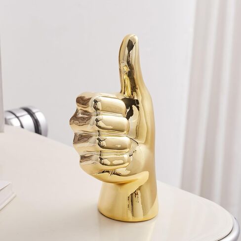 Hand Statue Office Decor: Gold Finger Gesture Sculpture Unique Great Gesture Figurines Modern Home Decor for Living Room Bedroom Shelf Table Decor Desk Decorations Collectibles in Saudi Arabia