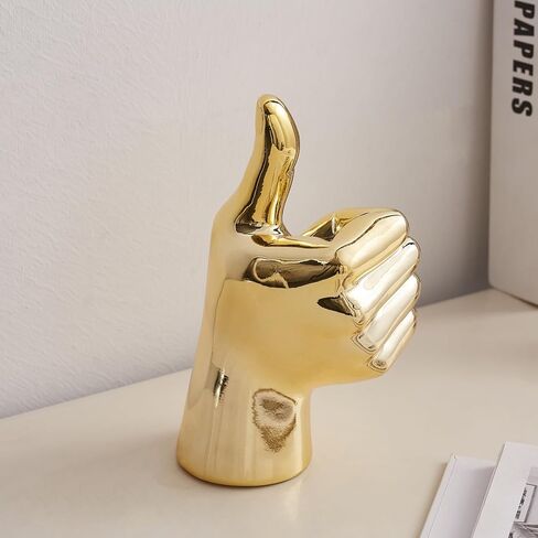 Hand Statue Office Decor: Gold Finger Gesture Sculpture Unique Great Gesture Figurines Modern Home Decor for Living Room Bedroom Shelf Table Decor Desk Decorations Collectibles in Saudi Arabia