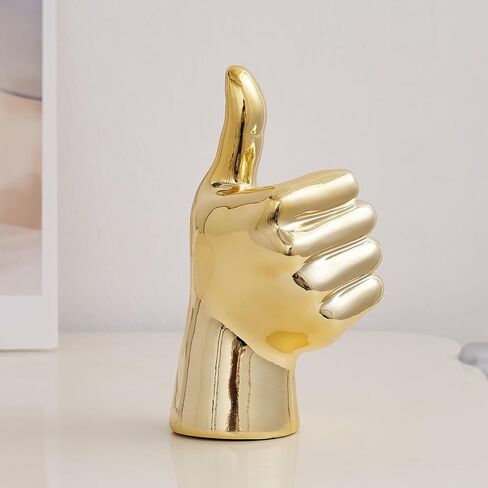 Hand Statue Office Decor: Gold Finger Gesture Sculpture Unique Great Gesture Figurines Modern Home Decor for Living Room Bedroom Shelf Table Decor Desk Decorations Collectibles in Saudi Arabia
