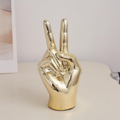Hand Statue Office Decor: Gold Finger Gesture Sculpture Unique Great Gesture Figurines Modern Home Decor for Living Room Bedroom Shelf Table Decor Desk Decorations Collectibles in Saudi Arabia