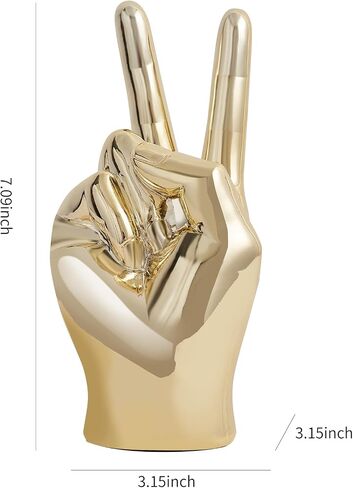Hand Statue Office Decor: Gold Finger Gesture Sculpture Unique Great Gesture Figurines Modern Home Decor for Living Room Bedroom Shelf Table Decor Desk Decorations Collectibles in Saudi Arabia
