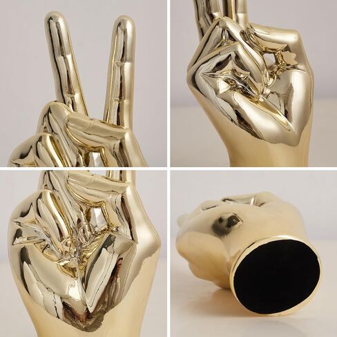 Hand Statue Office Decor: Gold Finger Gesture Sculpture Unique Great Gesture Figurines Modern Home Decor for Living Room Bedroom Shelf Table Decor Desk Decorations Collectibles in Saudi Arabia