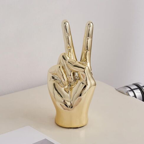 Hand Statue Office Decor: Gold Finger Gesture Sculpture Unique Great Gesture Figurines Modern Home Decor for Living Room Bedroom Shelf Table Decor Desk Decorations Collectibles in Saudi Arabia