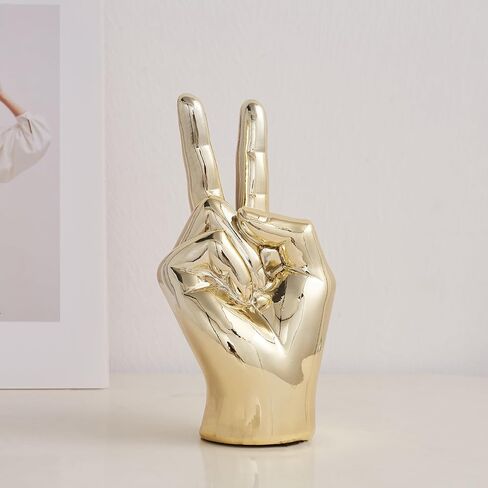Hand Statue Office Decor: Gold Finger Gesture Sculpture Unique Great Gesture Figurines Modern Home Decor for Living Room Bedroom Shelf Table Decor Desk Decorations Collectibles in Saudi Arabia