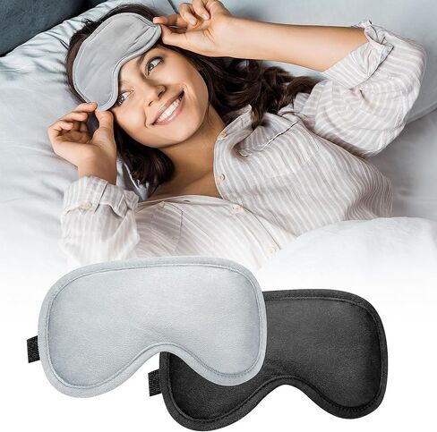 قناع العين بالضغط بالميكروويف، عبوتان، وسادة عين متعددة الأغراض للتدفئة الباردة والساخنة مع بذور الكتان - وسادة عين متعددة الاستخدامات لتخفيف جفاف العين وتعزيز النوم والراحة للصداع النصفي، للجنسين (أسود + رمادي) in Kuwait