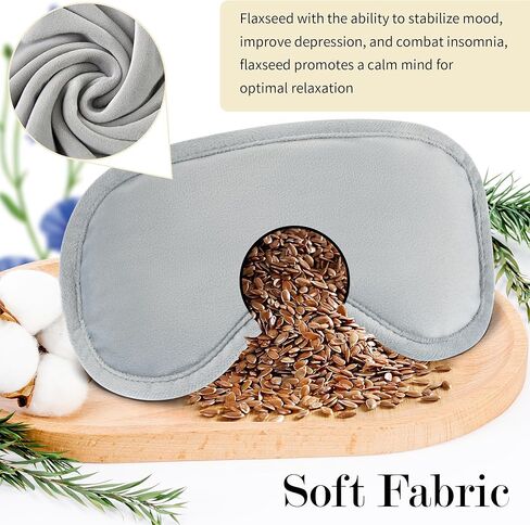 قناع العين بالضغط بالميكروويف، عبوتان، وسادة عين متعددة الأغراض للتدفئة الباردة والساخنة مع بذور الكتان - وسادة عين متعددة الاستخدامات لتخفيف جفاف العين وتعزيز النوم والراحة للصداع النصفي، للجنسين (أسود + رمادي) in Kuwait