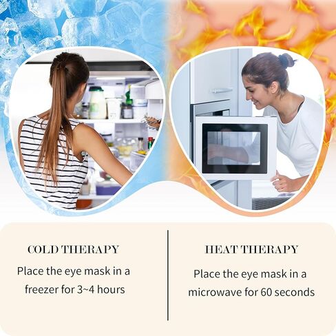 قناع العين بالضغط بالميكروويف، عبوتان، وسادة عين متعددة الأغراض للتدفئة الباردة والساخنة مع بذور الكتان - وسادة عين متعددة الاستخدامات لتخفيف جفاف العين وتعزيز النوم والراحة للصداع النصفي، للجنسين (أسود + رمادي) in Kuwait