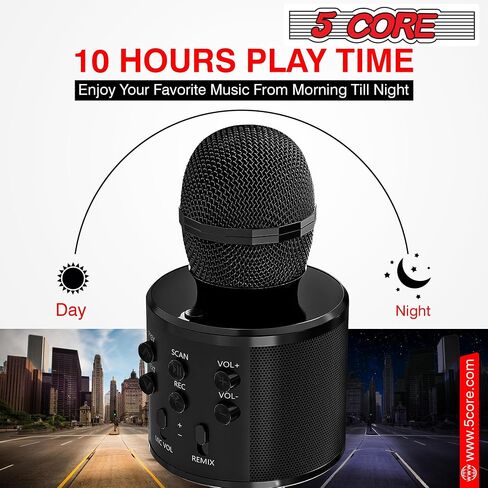 5 CORE Bluetooth Wireless Karaoke Microphone All-in-One Premium Handheld Karaoke Mic Speaker Recorder Player w/Adjustable Remix FM Radio Great Gifts for Girls Boys Adults All Age Golden WM SPK GLD in Saudi Arabia