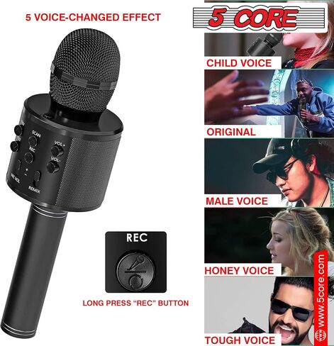 5 CORE Bluetooth Wireless Karaoke Microphone All-in-One Premium Handheld Karaoke Mic Speaker Recorder Player w/Adjustable Remix FM Radio Great Gifts for Girls Boys Adults All Age Golden WM SPK GLD in Saudi Arabia