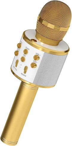 5 CORE Bluetooth Wireless Karaoke Microphone All-in-One Premium Handheld Karaoke Mic Speaker Recorder Player w/Adjustable Remix FM Radio Great Gifts for Girls Boys Adults All Age Golden WM SPK GLD in Saudi Arabia