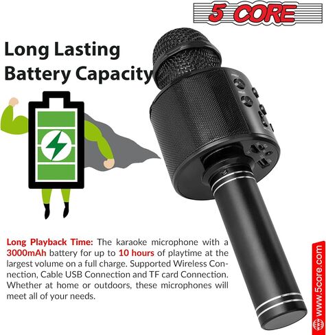 5 CORE Bluetooth Wireless Karaoke Microphone All-in-One Premium Handheld Karaoke Mic Speaker Recorder Player w/Adjustable Remix FM Radio Great Gifts for Girls Boys Adults All Age Golden WM SPK GLD in Saudi Arabia