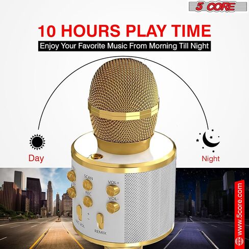 5 CORE Bluetooth Wireless Karaoke Microphone All-in-One Premium Handheld Karaoke Mic Speaker Recorder Player w/Adjustable Remix FM Radio Great Gifts for Girls Boys Adults All Age Golden WM SPK GLD in Saudi Arabia
