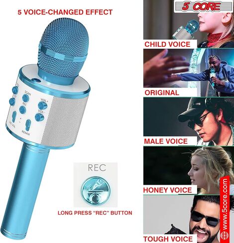 5 CORE Bluetooth Wireless Karaoke Microphone All-in-One Premium Handheld Karaoke Mic Speaker Recorder Player w/Adjustable Remix FM Radio Great Gifts for Girls Boys Adults All Age Golden WM SPK GLD in Saudi Arabia