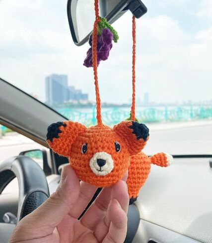 Bunny Crochet Bee Car Rear View Mirror Holder, Cute Bumblebee Car Hanging Ornament, A Gift for Bee Lovers Car Hanging, Crochet Lovely Bee Bag Ornament, Automotive Interior Decorations in Saudi Arabia
