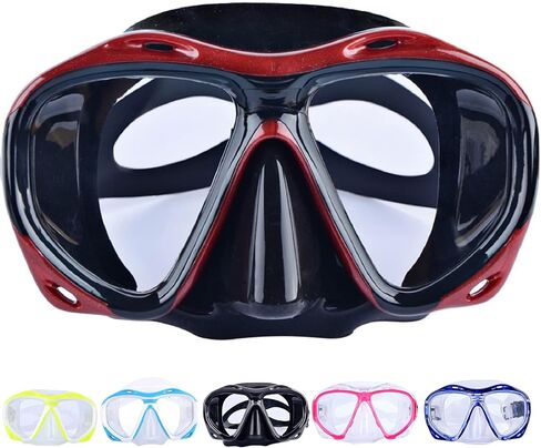 Swimming Mask Goggle UV Protection Anti Leak for Kids Youths Adults Diving Snorkeling Tempered Glass Lens 180° HD View Goggles with Nose Cover in Saudi Arabia