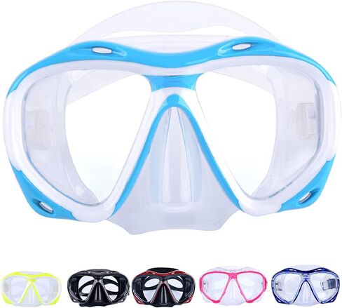Swimming Mask Goggle UV Protection Anti Leak for Kids Youths Adults Diving Snorkeling Tempered Glass Lens 180° HD View Goggles with Nose Cover in Saudi Arabia