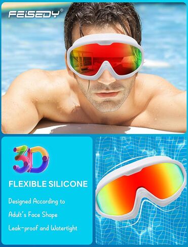 FEISEDY Swim Goggles No Leaking Anti-Fog Pool Goggles Swimming Goggles Adult Men Women Youth, 180° Clear Vision UV400 B2389 in Saudi Arabia