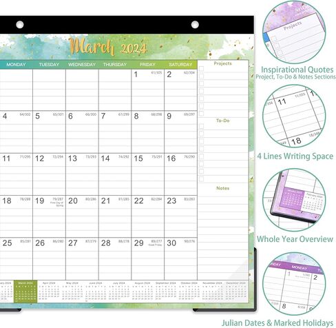 Magnetic Calendar for Fridge - Magnetic Calendar 2024,Jan.2024 - Dec.2024, 10'' x 10'', 2024 Fridge Calendar with 6 Topic Design,Ruled Blocks in Saudi Arabia