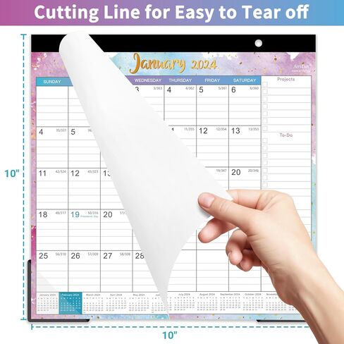 Magnetic Calendar for Fridge - Magnetic Calendar 2024,Jan.2024 - Dec.2024, 10'' x 10'', 2024 Fridge Calendar with 6 Topic Design,Ruled Blocks in Saudi Arabia
