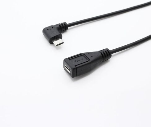 Micro USB Coiled Extension Cable Right Angle Micro USB 5 Pin Male to Female Charging and Data Sync Cable for Phone Tablet,Stretchable up to 1M(R) in Saudi Arabia