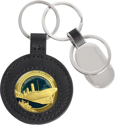 سلسلة مفاتيح حامل العملات المعدنية من الجلد الاصطناعي مع لوحة معدنية للعملات المعدنية وميداليات بنس سنت ونقود AA ميدالية استرداد رقاقة التحدي القياسي العالمي لجمع العملات المعدنية AirTag حامل PC01BK01 in Kuwait