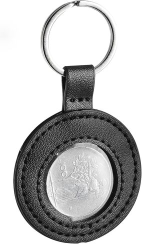 سلسلة مفاتيح حامل العملات المعدنية من الجلد الاصطناعي مع لوحة معدنية للعملات المعدنية وميداليات بنس سنت ونقود AA ميدالية استرداد رقاقة التحدي القياسي العالمي لجمع العملات المعدنية AirTag حامل PC01BK01 in Kuwait