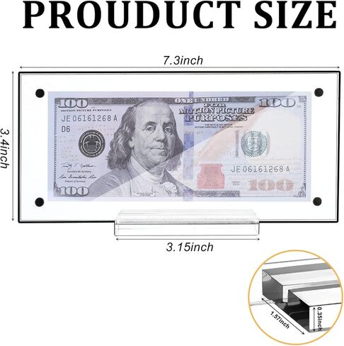 3 قطع من إطار حامل النقود الورقية، إطار عرض عملة الدولار، جراب من الأكريليك لهواة الجمع، مجموعة الفواتير العادية، 7.3 × 3.4 بوصة in Kuwait