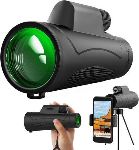 10X42 Lightweight Monoculars for Adults Night Vision Monocular Portable Telescope Adapter and Sturdy Tripod - Waterproof Monoculars -BAK4 Prism FMC for Bird Watching Hunting Binoculars in Kuwait