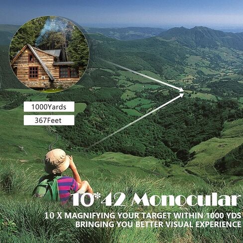 10X42 Lightweight Monoculars for Adults Night Vision Monocular Portable Telescope Adapter and Sturdy Tripod - Waterproof Monoculars -BAK4 Prism FMC for Bird Watching Hunting Binoculars in Kuwait