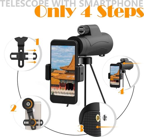 10X42 Lightweight Monoculars for Adults Night Vision Monocular Portable Telescope Adapter and Sturdy Tripod - Waterproof Monoculars -BAK4 Prism FMC for Bird Watching Hunting Binoculars in Kuwait