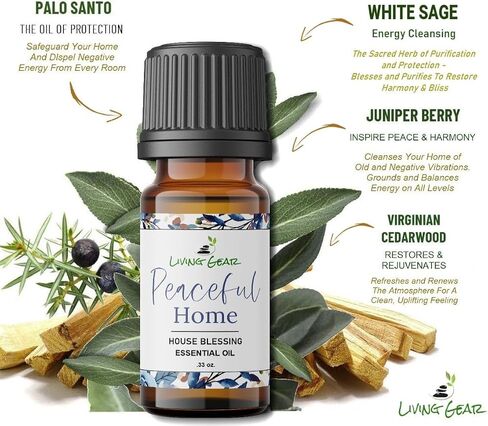 Peaceful Home Essential Oil for House Blessing, Clearing and Purification - Clear, Purify and Bless Your Home to Restore Balance, Peace & Harmony - Includes Crystals and Instructions in Saudi Arabia