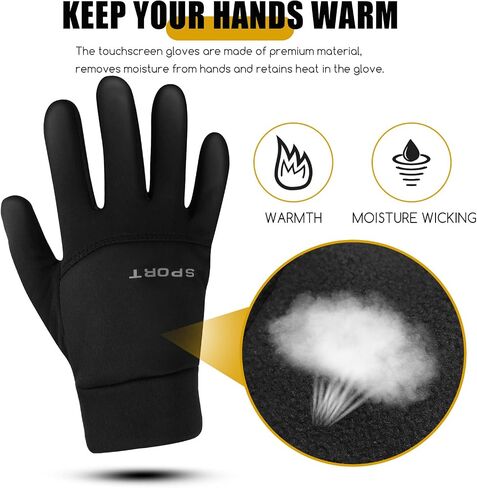 Winter Gloves Touch Screen Water Resistant for Running Cycling Driving Hiking Windproof Warm Gifts for Men and Women in Saudi Arabia