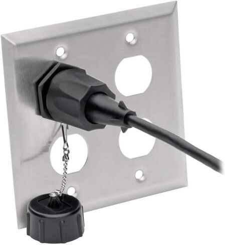 Tripp Lite RJ45 Bulkhead Wall Plate, 1 Cutout, Industrial, Metal - Stainless Steel, IP44, Single Gang, TAA (N206-FP01-IND) in Saudi Arabia
