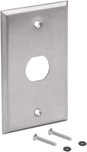 Tripp Lite RJ45 Bulkhead Wall Plate, 1 Cutout, Industrial, Metal - Stainless Steel, IP44, Single Gang, TAA (N206-FP01-IND) in Saudi Arabia